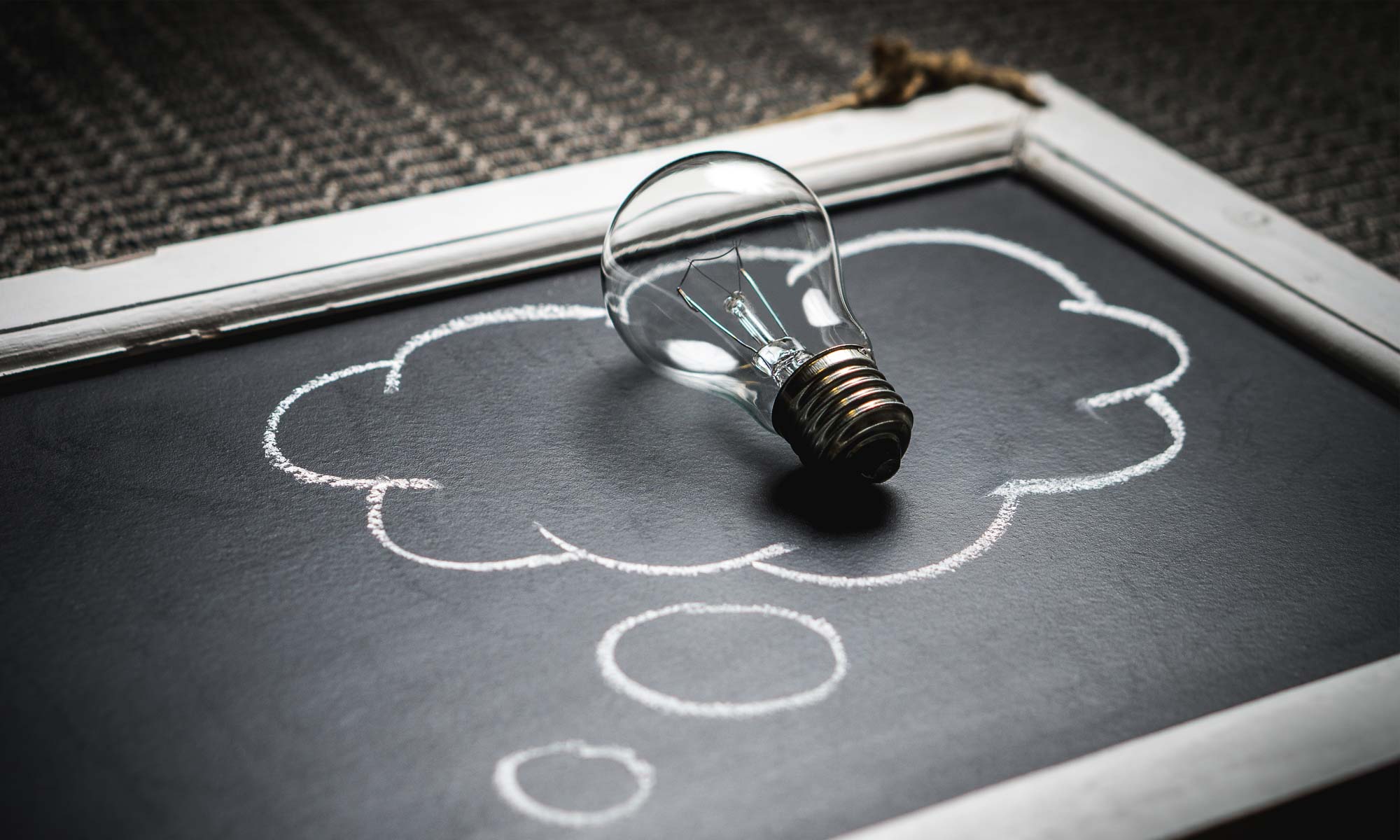 Chalk board with light bulb